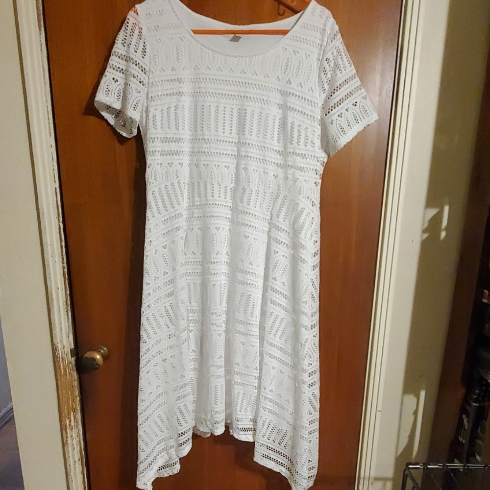 White lace top dress